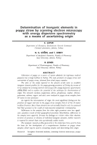 Determination of Inorganic Elements in Poppy Straw by Scanning Electron Microscopy with Energy Dispersive Spectrometry As a Means of Ascertaining Origin