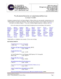 List of Properties in the Alabama Register Is Available Alphabetically
