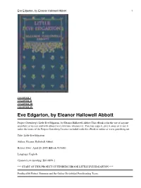 Little Eve Edgarton, by Eleanor Hallowell Abbott This Ebook Is for the Use of Anyone Anywhere at No Cost and with Almost No Restrictions Whatsoever