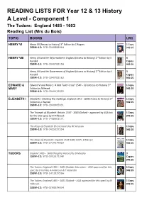 READING LISTS for Year 12 & 13 History a Level