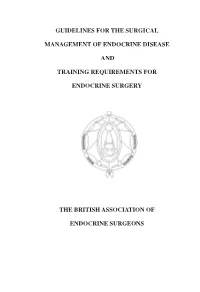 BAES Guidelines on Training and Management of Endocrine Disease