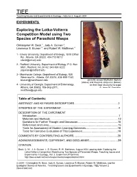 Exploring the Lotka-Volterra Competition Model Using Two Species of Parasitoid Wasps