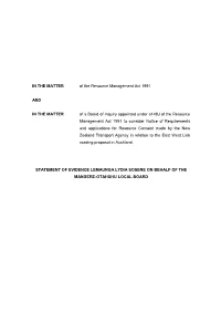 IN the MATTER of the Resource Management Act 1991 and in THE