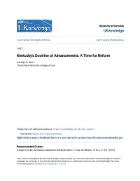 Kentucky's Doctrine of Advancements: a Time for Reform