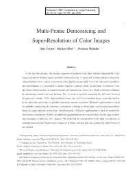 Multi-Frame Demosaicing and Super-Resolution of Color Images