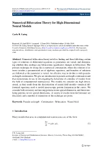 Numerical Bifurcation Theory for High-Dimensional Neural Models