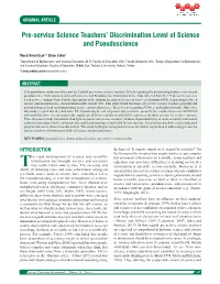 Pre-Service Science Teachers' Discrimination Level Of