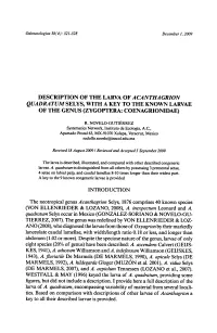Quadratum Selys, with a Key to Theknown Larvae