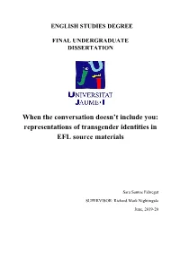 Representations of Transgender Identities in EFL Source Materials