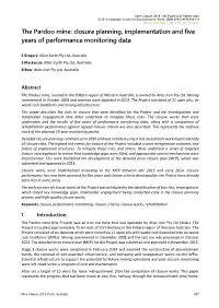 The Pardoo Mine: Closure Planning, Implementation and Five Years of Performance Monitoring Data