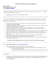 AP Macroeconomics Summer Assignment
