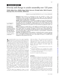 Diversity and Change in Suicide Seasonality Over 125 Years