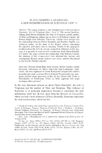 FLAVIA DOMITILLA AS DELICATA: a NEW INTERPRETATION of SUETONIUS, VESP. 3* in This Way Suetonius Informs Us About Flavia Domitill