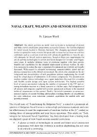 Naval Craft, Weapon and Sensor Systems