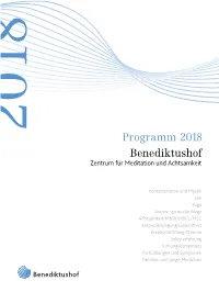 Programm 2017 Benediktushof Programm 2018