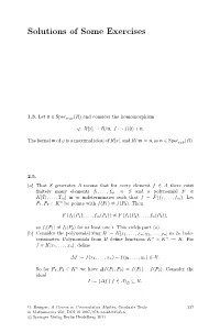 Solutions of Some Exercises