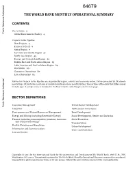 The World Bank Monthly Operational Summary