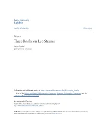 Three Books on Leo Strauss Steven Frankel Xavier University - Cincinnati