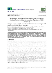 Achieving a Sustainable Environment Using Numerical Method for the Solution of Advection Equation in Fluid Dynamics