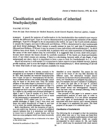 Classific-Ation and Identification of Inherited Brachydactylies