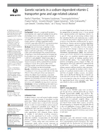 Genetic Variants in a Sodium-Dependent Vitamin C