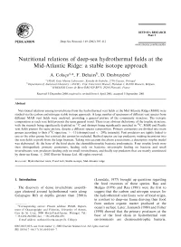Nutritional Relations of Deep-Sea Hydrothermal Fields at the Mid-Atlantic Ridge: a Stable Isotope Approach