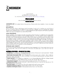 Procaine Elisa Kit Instructions Product #103219 & 103216 Forensic Use Only