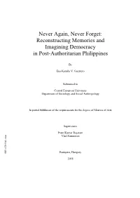Reconstructing Memories and Imagining Democracy in Post-Authoritarian Philippines