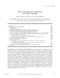 Role of Endogenous Cannabinoids in Synaptic Signaling