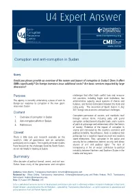 Summary Corruption and Anti-Corruption in Sudan