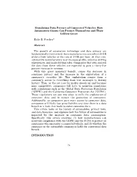 74 Regulating Data Privacy of Connected Vehicles: How