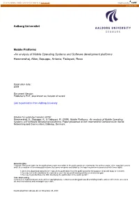 Aalborg Universitet Mobile Platforms -An Analysis of Mobile