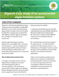 Algenol: Case Study of an Unsuccessful Algae Biofuels Venture