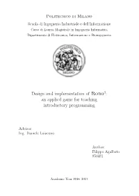 Design and Implementation of Robo : an Applied Game for Teaching