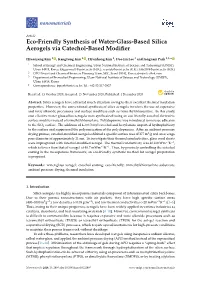 Eco-Friendly Synthesis of Water-Glass-Based Silica Aerogels Via Catechol-Based Modiﬁer