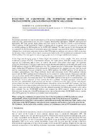 Evolution of Carotenoid and Isoprenoid Biosynthesis in Photosynthetic and Non-Photosynthetic Organisms