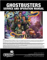 Ghostbusters Pro Operation and Parts Manual
