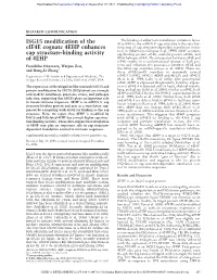 ISG15 Modification of the Eif4e Cognate 4EHP Enhances Cap Structure-Binding Activity of 4EHP