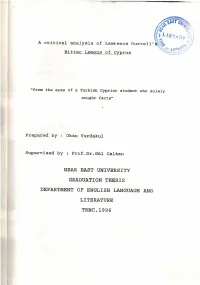 Near East University Graduation Thesis Department of English Language and Literature Trnc,1996 ·