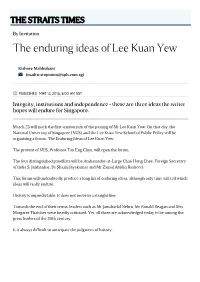 The Enduring Ideas of Lee Kuan Yew
