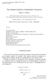 The Umbral Calculus of Symmetric Functions