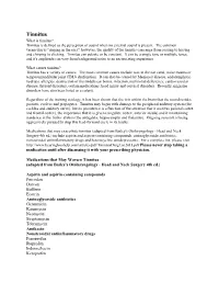 Tinnitus What Is Tinnitus? Tinnitus Is Defined As the Perception of Sound When No External Sound Is Present