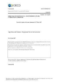 Algorithms and Collusion - Background Note by the Secretariat