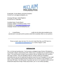 Kendra Brooks and Arielle Klagsbrun Phone/Email: Arielle@Kendraforphilly.Com