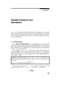 Parallel Transport and Geodesics