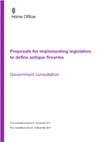 Proposals for Implementing Legislation to Define Antique Firearms