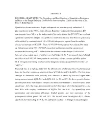 ABSTRACT BELCHER, ARABY RUTH. the Physiology and Host Genetics