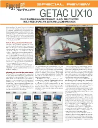 Getac Ux10 Fully Rugged High-Performance 10-Inch Tablet Offers Multi-Mode Usage Via Detachable Keyboard Dock