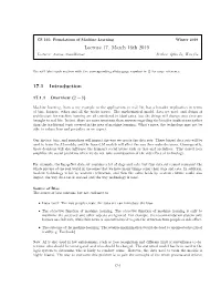 Lecture 17: March 16Th 2019 17.1 Introduction