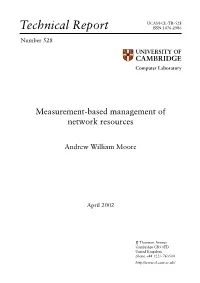 Measurement-Based Management of Network Resources
